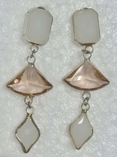 Ohrringe "shining like a star", weiß,apricot silber