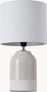 Kleine Tischlampe Glow aus Keramik, Creme, Weiß