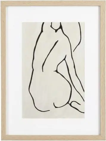 Bild Frau Refined 2 30×40, helles Holz, Weiß, Schwarz