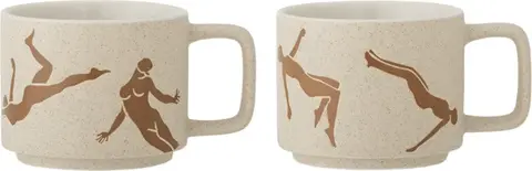 Becher Harlow 2er Set, Braun, Beige aus Steingut