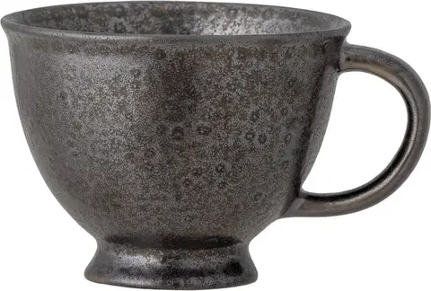 Tasse Linne, dunkelbraun aus Steingut Metallic Optik
