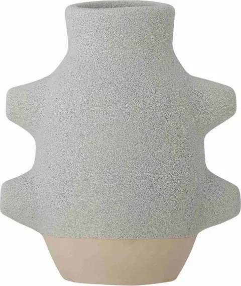 Vase Birka, Weiß, Beige aus Keramik