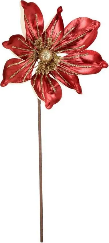 Deko Weihnachtsblume Magnolia Rot D18xH40 aus Polyester
