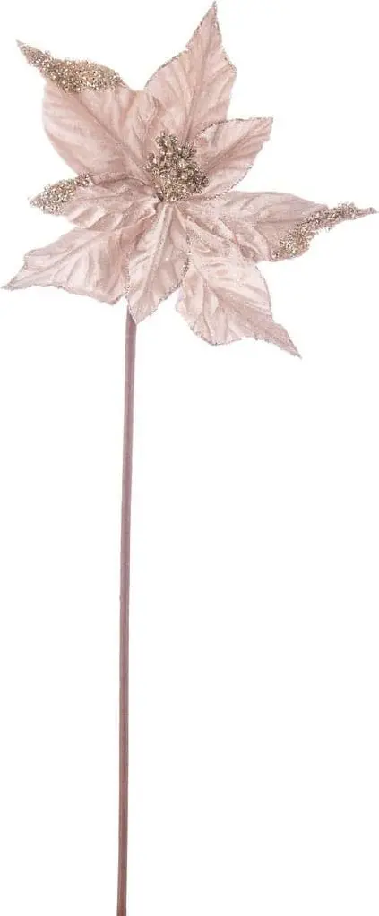 Deko Weihnachtsblume Rosa D22x50H aus Velour