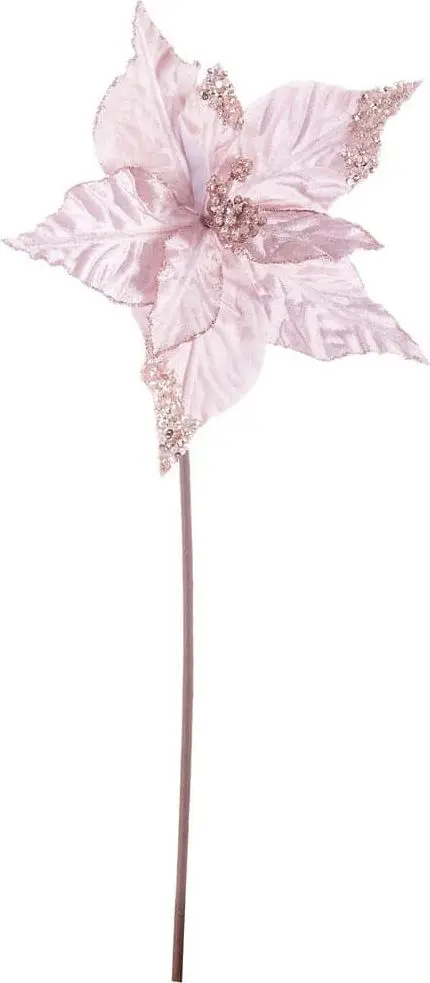 Deko Weihnachten Hadley Champagne D22x50H, Rosa aus Velour, Glitter
