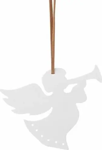 Weißer Trompeten Engel aus Steinzeug