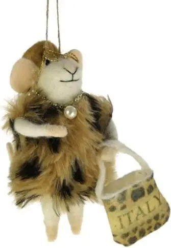Filzanhänger Fashionmaus ITALY, Braun aus Wolle, Polyester