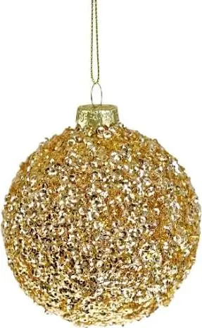 Weihnachtskugel GOLD Glitzer D8cm aus Glas