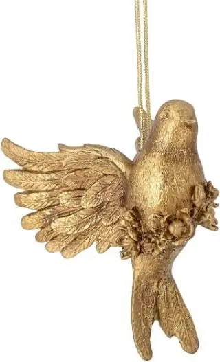 Weihnachtsornament Vogel 1, Gold aus Harz