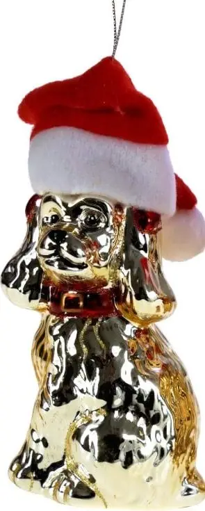 Glasanhänger HUND 1, Gold aus Glas
