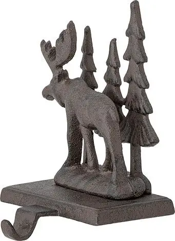 Hirschdeko mit Haken, Schwarz aus Eisen