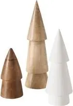 Handgefertigte Deko Bäume 3er-Set, Weiß, Hellbraun, Dunkelbraun aus Mango
