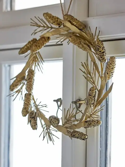 Weihnachtskranz Adera D34, Gold aus Metall – Ansicht 2 – Ansicht 2