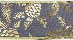 Weihnachtsband BARNY 1 Stk. Schwarz-Gold 2,7m aus Polyester – Ansicht 2 – Ansicht 2