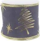 Weihnachtsband BARNY Stern 1 Stk. Schwarz-Gold 2,7m aus Polyester