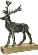 Weihnachts Hirsch Antoine, Silver, Braun aus Mangoholz, Aluminium