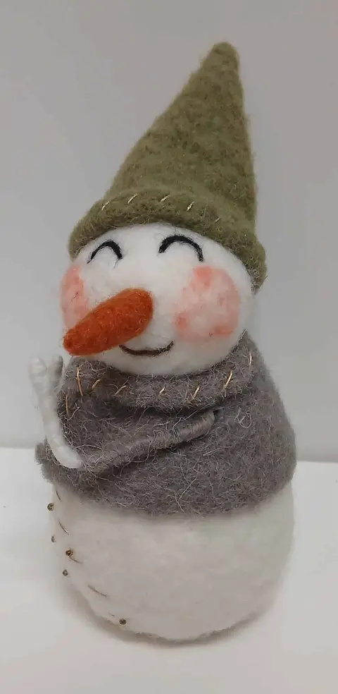 Snowman Daddy, Weiß, Grau, Grün aus Filz
