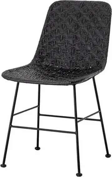 Stuhl Kitty Schwarz aus Rattan