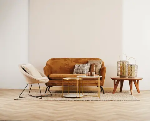 POMAX Sofa Lusso ocker/karamell L149cm aus Samt – Ansicht 2 – Ansicht 2