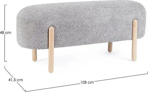 Bank DAYLA Hellgrau L 108 cm aus Boucle – Optik, Polyester – Ansicht 2 – Ansicht 2