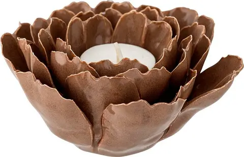 Teelichthalter Irisa, Braun aus Steingut