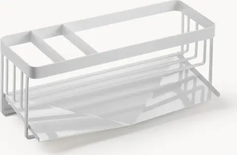 Schwamm- & Flaschenhalter aus Metall, Weiß