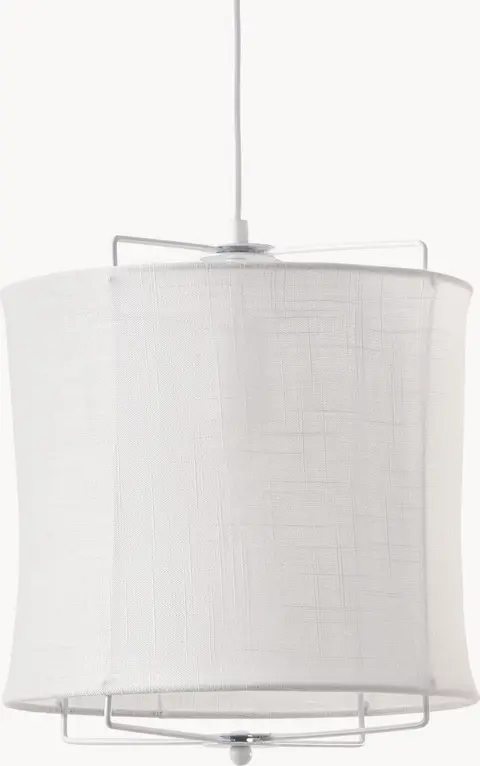 Pendelleuchte aus Leinen Weiß