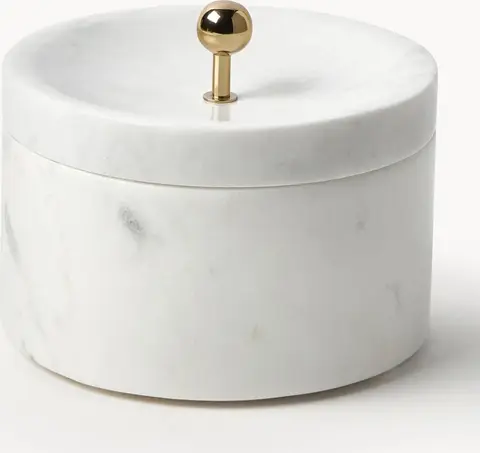 Marmor-Schmuckkästchen mit Deckel, weiß aus Marmor