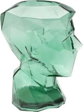 Vase PRISMA Gesicht Grün aus Glas gefärbt