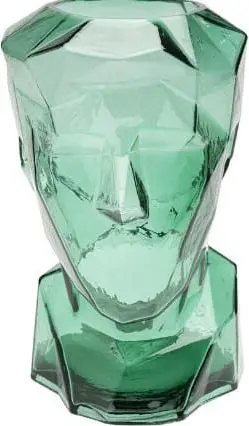 Vase PRISMA Gesicht Grün aus Glas gefärbt – Ansicht 2 – Ansicht 2