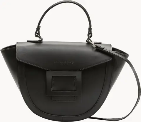 Handgefertigte Leder-Handtasche Votti, schwarz aus Leder