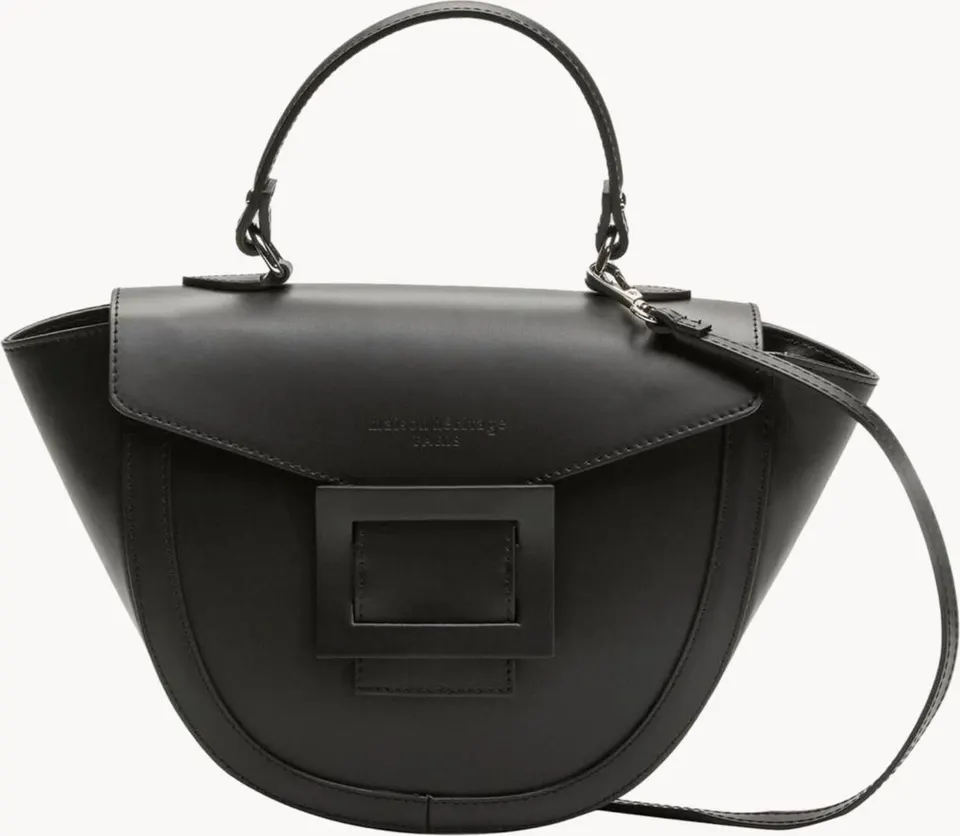 Handgefertigte Leder-Handtasche Votti, schwarz aus Leder