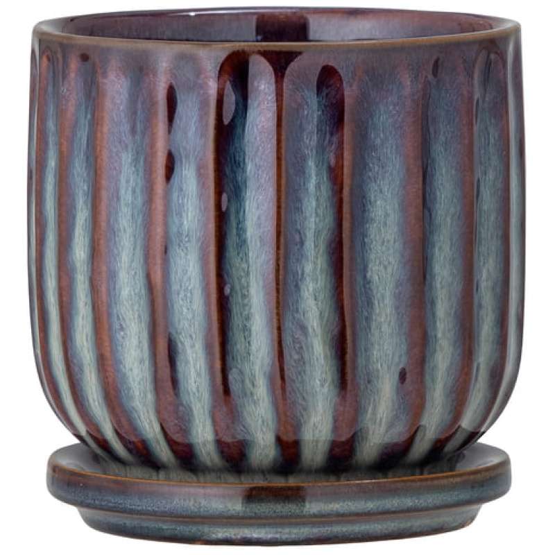 Bloomingville-Drago-Blumentopf-mit-Untertasse-blau