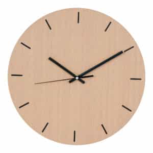 Wanduhr in natürlicher Holzoptik mit schlichtem Design und gut lesbaren Zahlen