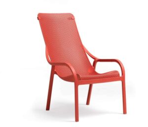Nardi Net Loungesessel Corallo in modernem Design mit korallenroter Farbe und wetterfestem Material ideal für Terrasse und Garten