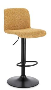 Barhocker RAFAEL in Schwarz und Senf, modernes Design für stilvolle Küchen und Bars, höhenverstellbar und bequem.