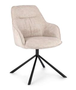 Sessel GRANT in Elfenbeinfarbe, elegantes Design für Wohnräume, komfortabler Esszimmerstuhl.