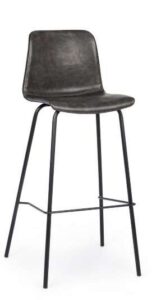 Barhocker KYRA im Vintage-Stil aus PU-Material, ideal für moderne Küchen und Bars, zeitloses Design mit bequemer Polsterung und stabiler Fußstütze.