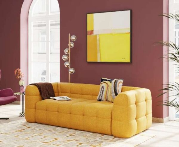 Elegantes Sofa Salamanca in Gelb, 240x107 cm, ideal für modernes Wohndesign und stilvolle Einrichtung.
