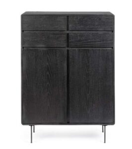 Hochschrank WIDALD 2 Türen, 4 Schubladen, 90x40x130,5 cm, modernes Möbelstück für stilvolle Aufbewahrung in jedem Raum