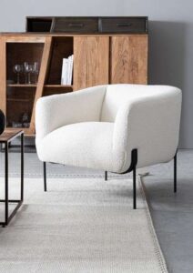 Sessel CLAUDINE Bouncle in modernem Design mit bequemer Polsterung und stilvollen Farben für Ihr Wohnzimmer.