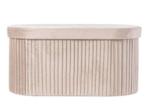 Samt Truhe OV JOCELYN in Beige mit elegantem Design und Stauraum