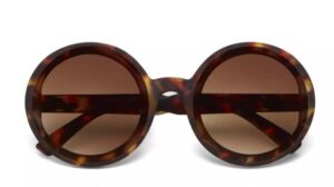 Okkia Sonnenbrille Monica OK014-CH Damenmode stilvolle schwarze Brille mit rundem Rahmen und UV-Schutz