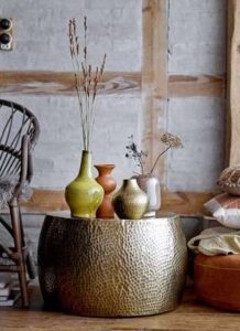 Couchtisch Helena rund Durchmesser 50 cm Höhe 34 cm moderner Beistelltisch aus Holz