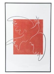 Wandbild ROTE Taube 60x90 cm, kunstvolles Motiv für stilvolle Inneneinrichtung, dekorative Wandgestaltung mit Vogeldesign