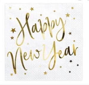Servietten Happy New Year mit festlichem Neujahrsdesign für Silvesterfeiern