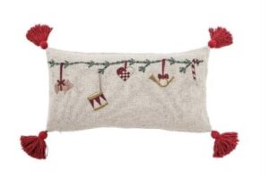 Spitzenmäßiges Kinderkissen Yule mit buntem Design für einen fröhlichen Schlafplatz im Kinderzimmer.