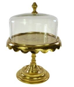 Tortenplatte Charlotte auf Fuß in Gold, elegante und stilvolle Kuchenteller für besondere Anlässe, perfekte Servierplatte für Torten und Desserts, hochwertiges Material und edles Design.