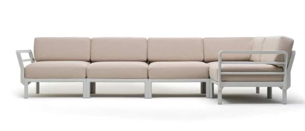 Nardi Modulares Outdoor Sofa Maximo 5 in der Farbe Gesso Perla aus Sunbrella-Gewebe für wetterfeste Terrassengestaltung