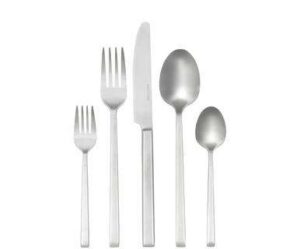 Silbernes matt gebürstetes Besteck-Set 5-teilig mit Messer Gabel Löffel